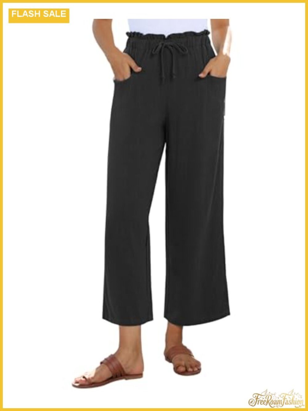 Wide Leg Linen Pants Women Flowy High Waisted Casual Summer Palazzo